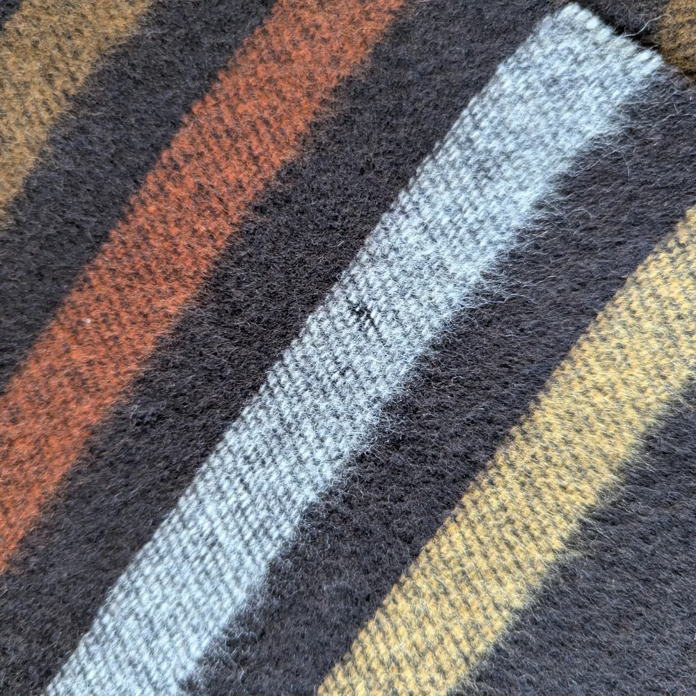Smithsonian Brown Yellow Orange Striped Scarf Wool‎ Made In Italy